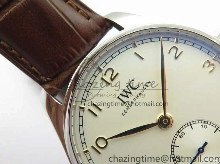 MIROTIME 0201 Original Portuguese IW358304 ZF 1:1 Best Edition SS White Dial RG Markers on Leather Strap A 7077
